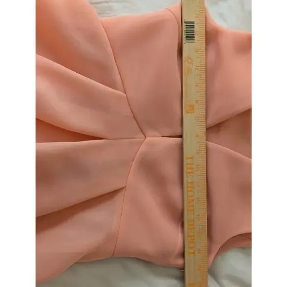 Pinko Italy Peach Coral Pleated Fit & Flare Mini Dress | FITS LIKE US 2-4 - Picture 12 of 13